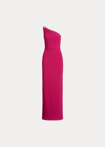 Vestido De Noche Ralph Lauren Mujer Fucsia Claro - Jersey One-Shoulder - EFRQM9024